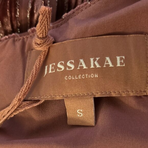 JessaKae Eiffel Midi Dress Velvet Tiered Ruffles Long Sleeve Dark Mauve Pink S - Picture 15 of 16